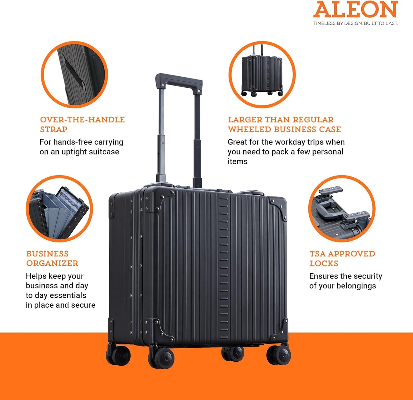 All Aluminum Lightweight 17" Deluxe Rolling Laptop Catalog Case for Men and Women | Vertical Opening Carry-On Bag with TSA Locks and Aircraft-Grade Aluminum Frame - Optimal Travel Companion (Onyx)