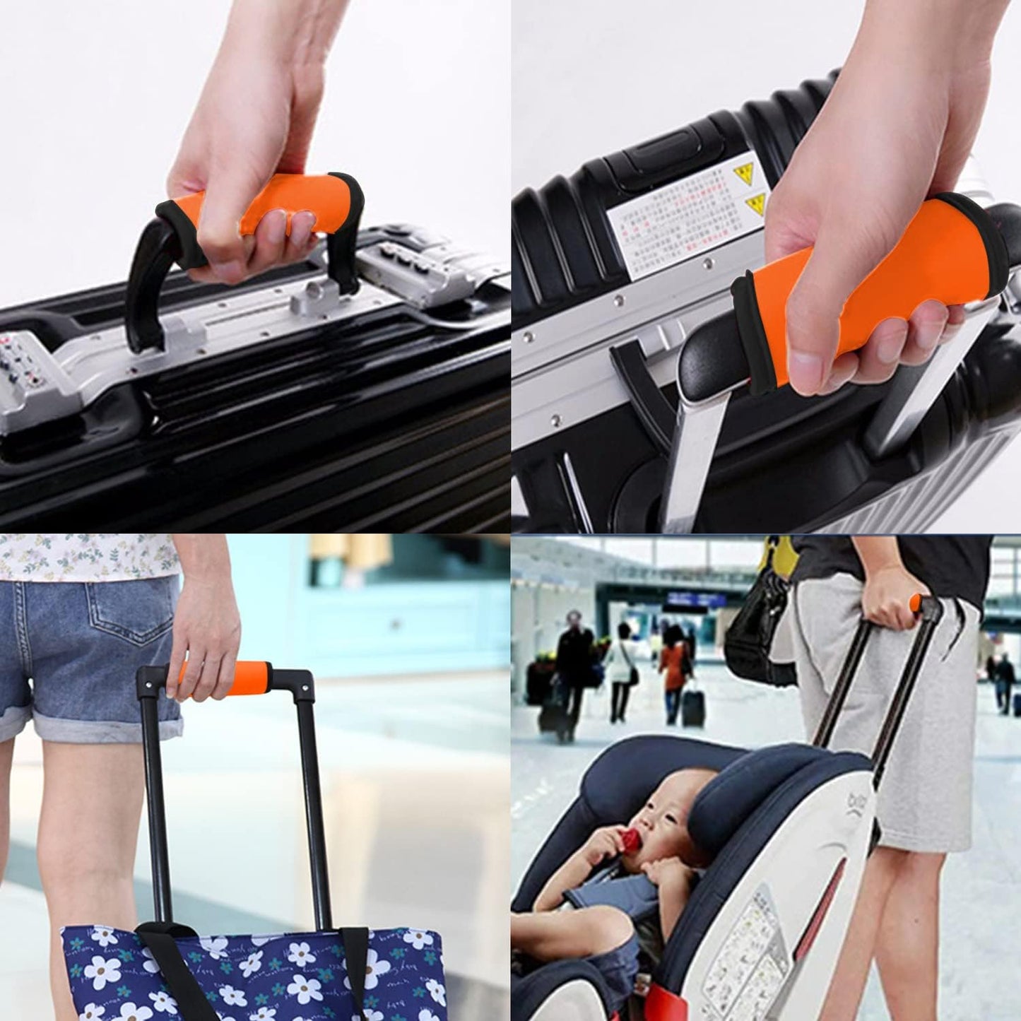 2 Pack Luggage Handle Wraps for Luggage Suitcase Travel Bags (Orange)