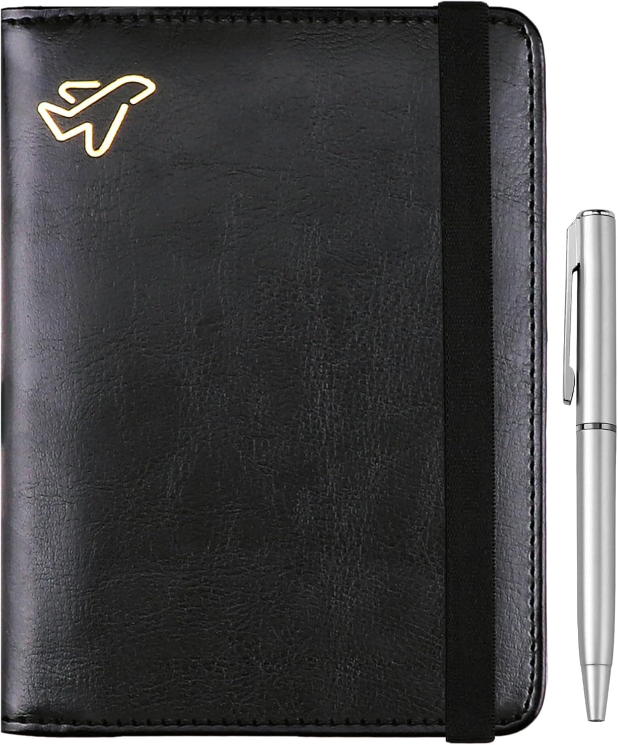 WALNEW Passport Holder for Travel, RFID Passport Cover Wallet for Women Men, PU Leather Passport Book Card Holder Case with Pen, Travelling Essentials for Flying