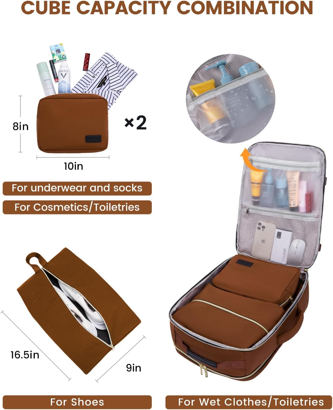 LOVEVOOK 56L Travel Backpack for Women & Men, Airline Approved Carry On Luggage with 3 Packing