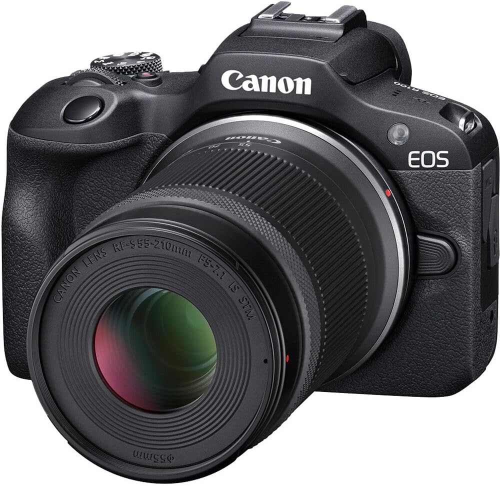 Canon EOS R100 Mirrorless Camera Kit – APS-C RF Camera with 18-45mm & 55-210mm Lenses, 24MP Sensor, 4K Video & Dual Pixel AF (6052C022) + Canon Shoulder Bag + 64GB Memory Card