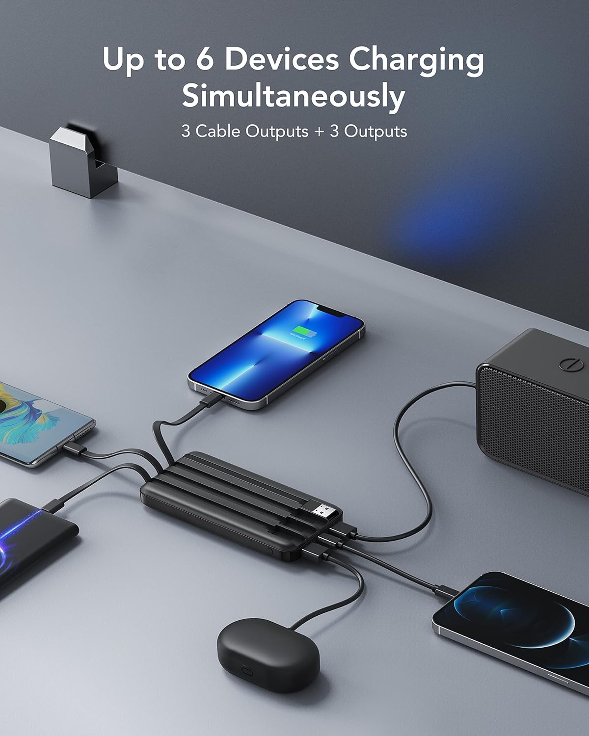 charmast Portable Charger Power Bank with Reinforced Built-in 4 Cables