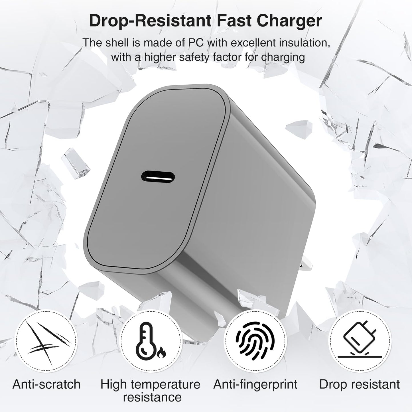 iPhone 17 16 15 Charger Block and 10ft Type C to C Cable Cord Long, 20W USB C Fast Charging Plug for Apple iPhone 17 Pro Max/17 Air/16 Pro Max/16 Plus/15 Pro/15/AirPods/iPad/Mini Wall Cube Brick Box