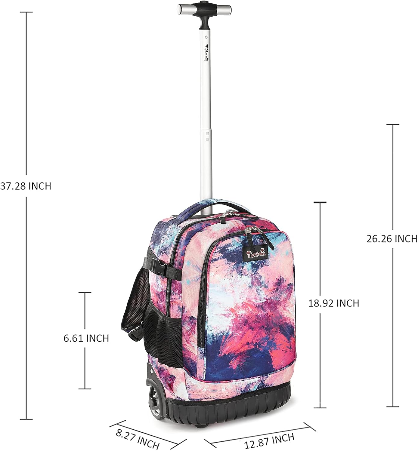 Tilami Rolling Backpack 19 inch Wheeled Cute LAPTOP Boys Girls Travel School Student Trip (Pink)
