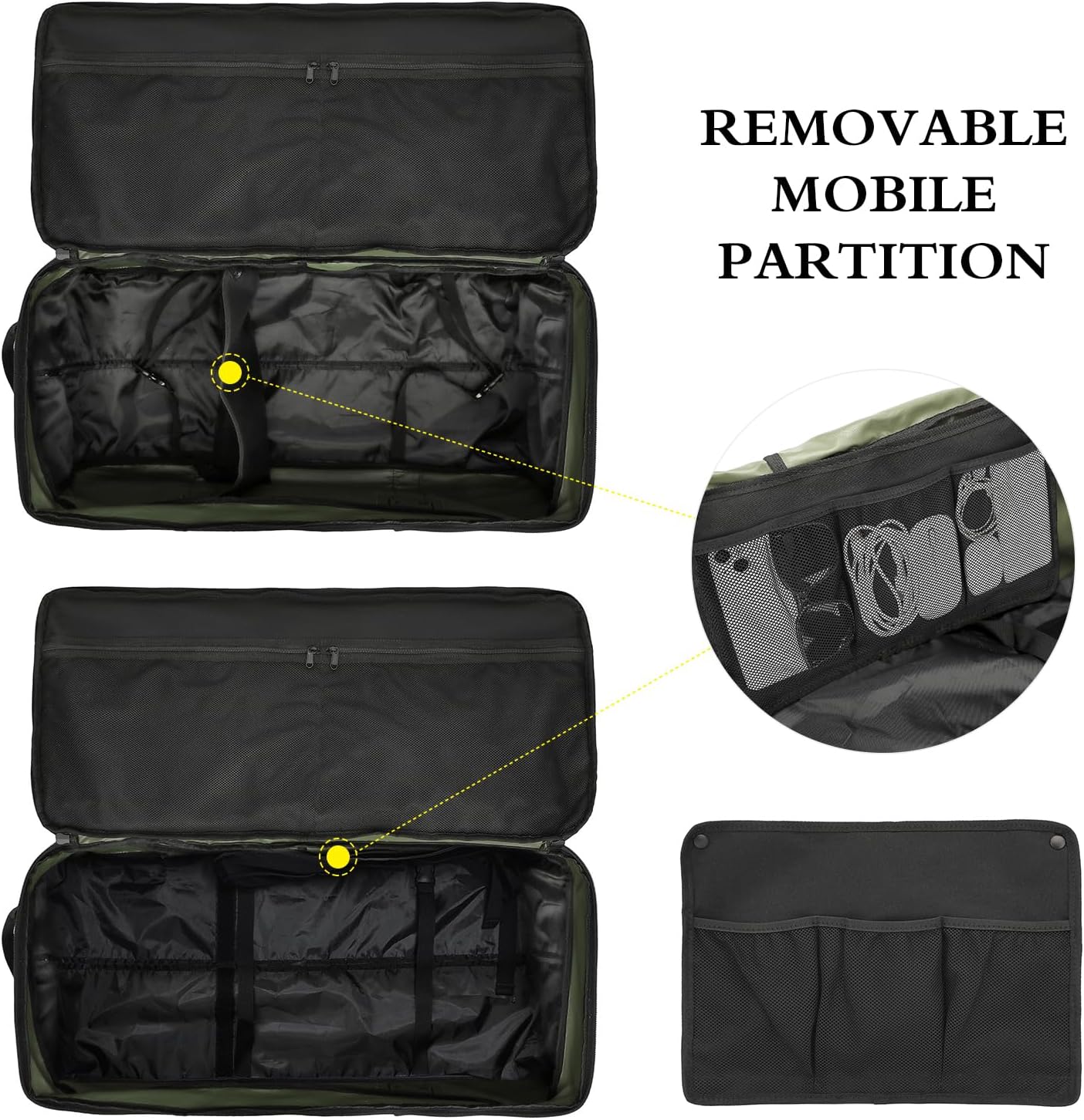 Extra Large Rolling Travel Duffle Bag with Wheels Shoes Compartment Wet Pocket 85-100L Big Expandable Duffel Bag for Men Women Heavy Duty Foldable Collapsible Luggage Camping, Green
