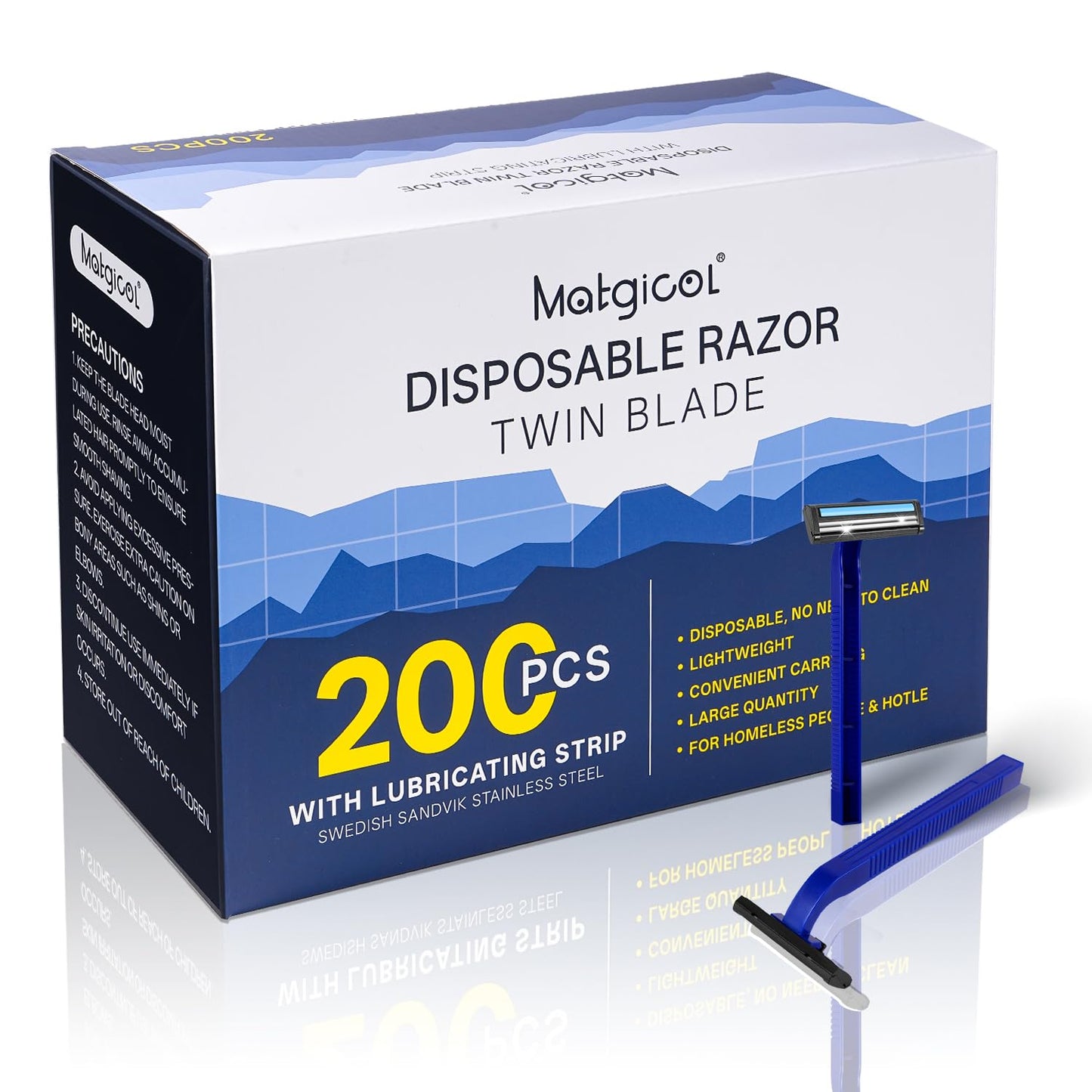 Disposable Razors Bulk for Shave - Mens Bulk Razors for Shaving with Lubricating Strip & 2 Stainless Steel Blades, Multipurpose Portable Supply Razor for Bathing Hotel Travel（200 Count）