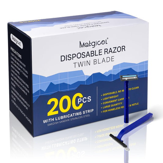 Disposable Razors Bulk for Shave - Mens Bulk Razors for Shaving with Lubricating Strip & 2 Stainless Steel Blades, Multipurpose Portable Supply Razor for Bathing Hotel Travel（200 Count）