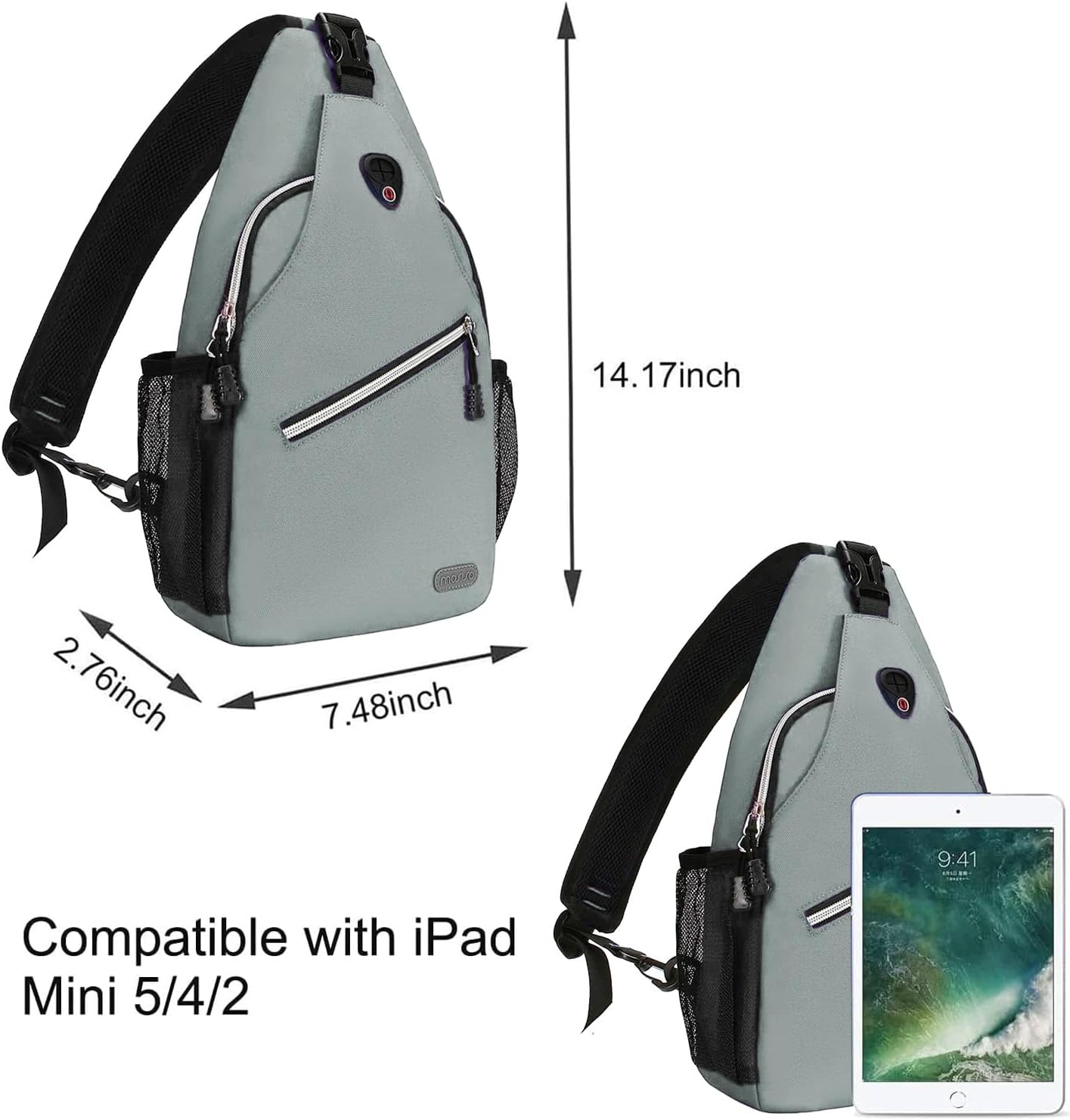MOSISO Mini Sling Backpack,Small Hiking Daypack Travel Outdoor Casual Sports Bag, Sage Green