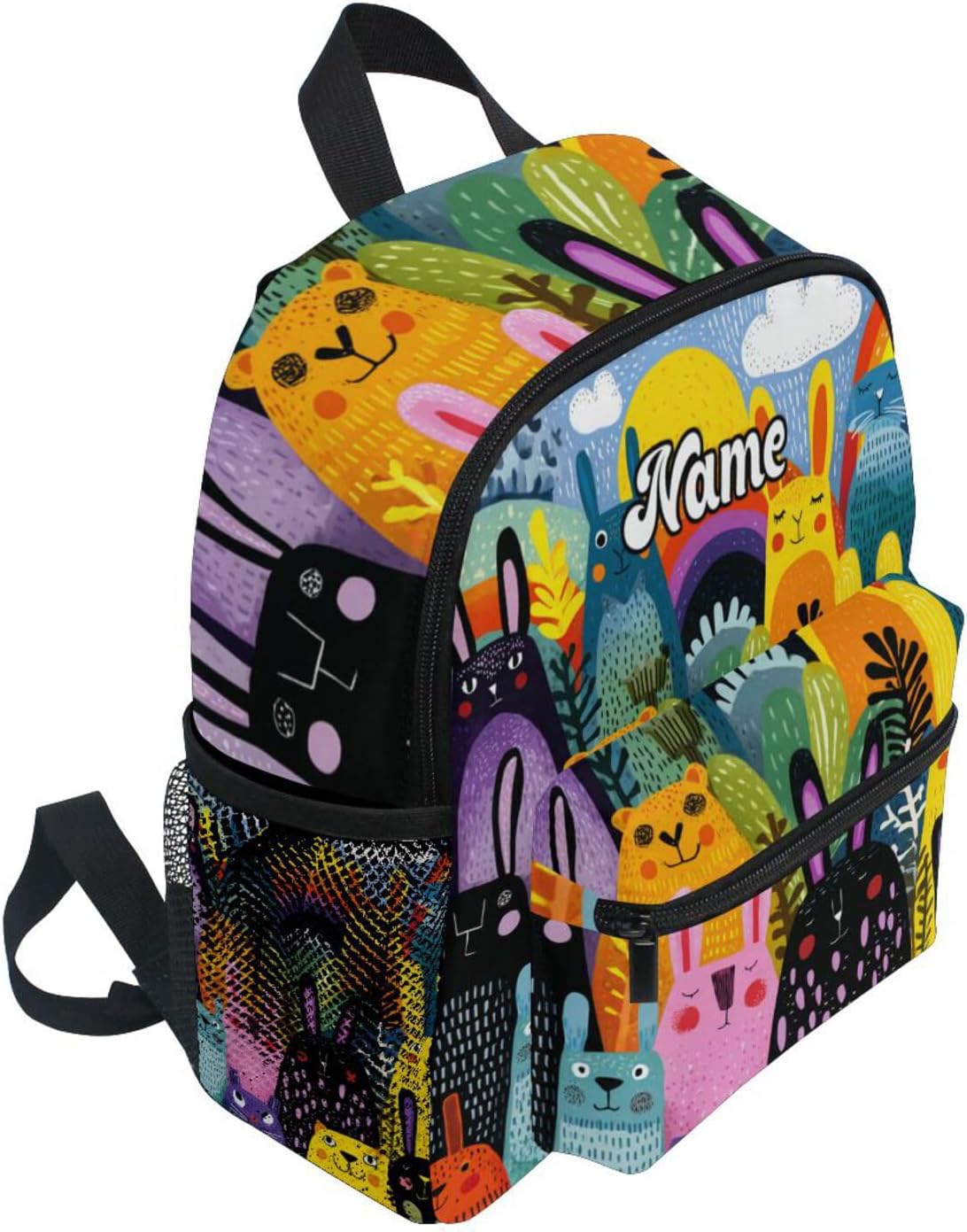 Custom Cheerful Rabbits Preschool Backpack for Toddler Boy Girl,Personalized Backpack with Name Text, Customization Kindergarten School Bookbags - S