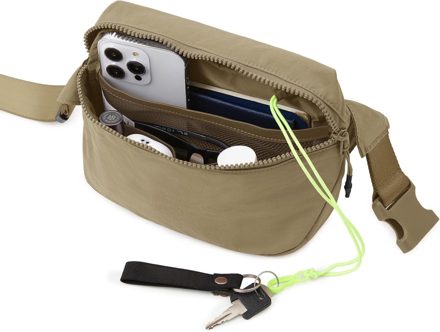 ODODOS 2L Belt Bag for Women Men, Crossbody Fanny Packs with Adjustable Strap Waist Pouch for Workout Hiking Running Travel, Field