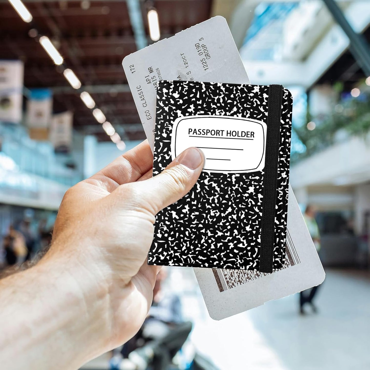 Cute Passport Holder and Holder Combo Passport Cover with Compatible Wallet Credit Card Protector RFID Blocking Women Men (Black)