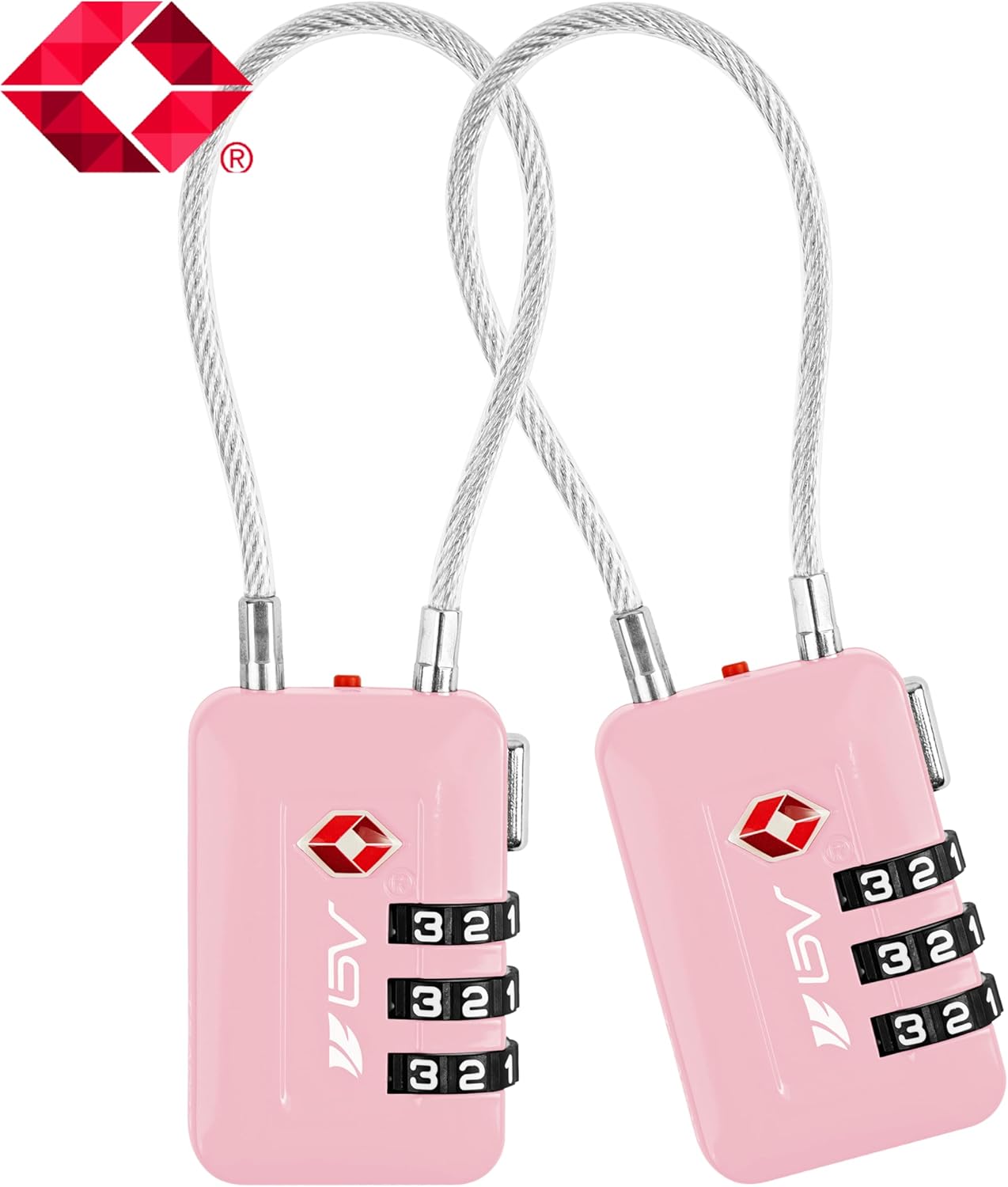 TSA Accepted Luggage Travel Lock, Set-Your-Own Combination Lock for School Gym Locker, Golf Bag, Luggage Suitcase Baggage Locks, Filing Cabinets, Toolbox, Case (Pink, 2 Pack)