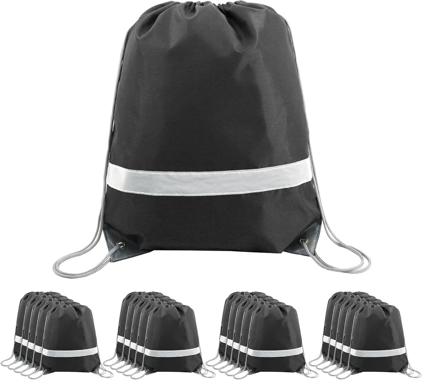 BeeGreen Drawstring Backpack Bags 20,30,50 Packs Reflective String Bags for Gym Sport Trip Cinch Sack DIY for Women Men