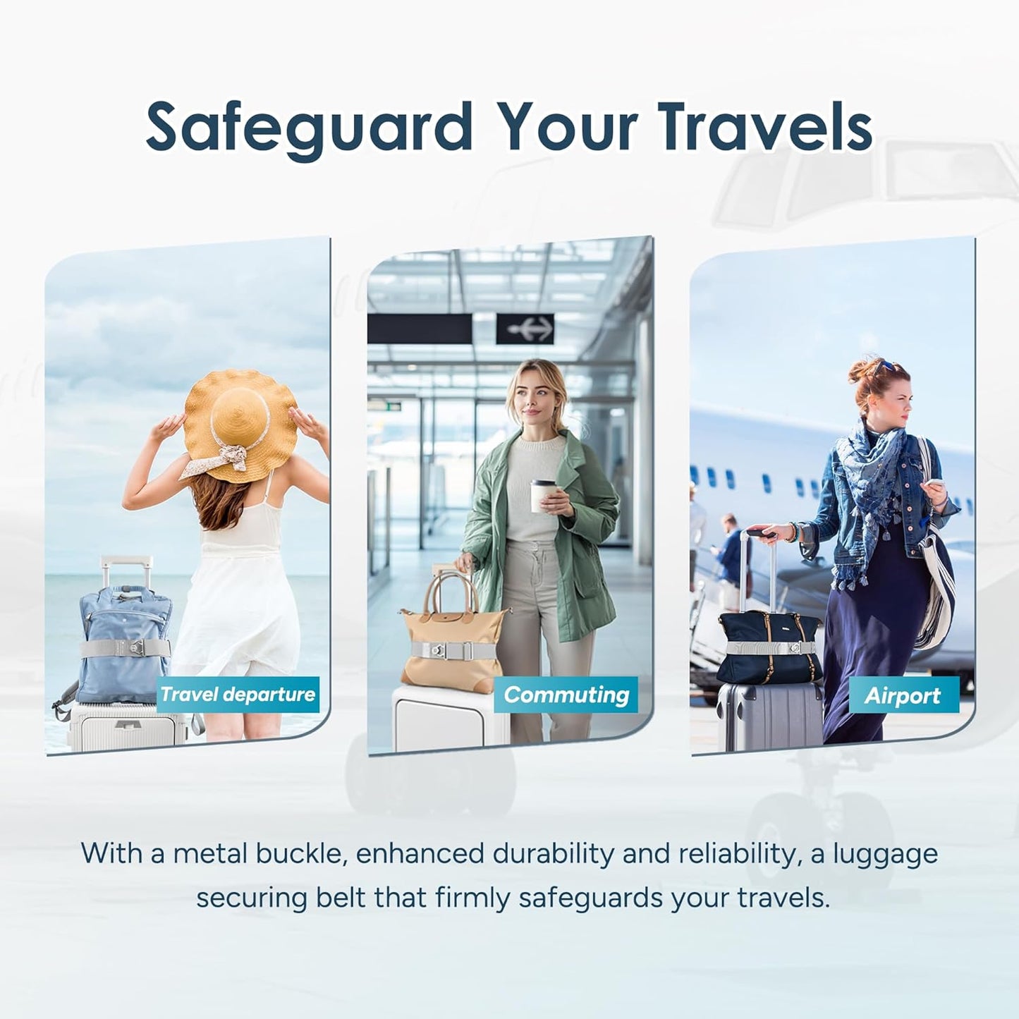 Travel Inspira Travel Belt for Luggage - Stylish & Easy-to-Use Elastic Strap for Suitcases & Carry-On Bags, Adjustable for Secure Travel