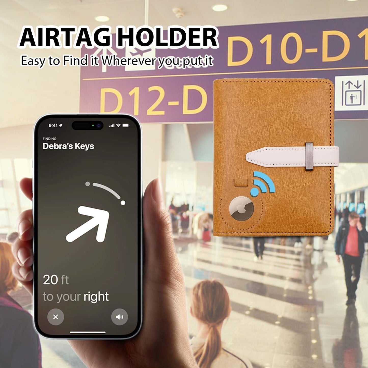 Passport Holder with Airtag for Women/Men,Airtag Passport Wallet for Travel,Cute Passport Holder Rfid Blocking,Travel Wallet for Cards Passport Cover Case (Coffee)
