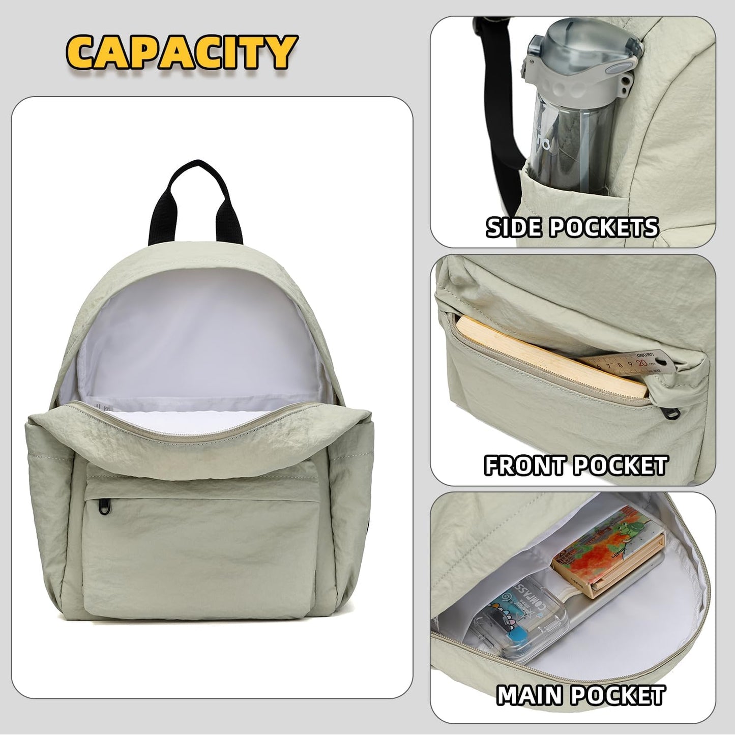 willikiva Kids Backpack for School Boys Girls Teens Toddler Backpack Waterproof Kindergarten Preschool Elementary Bookbag Children Travel Bag(Bean Grey Green,Small)