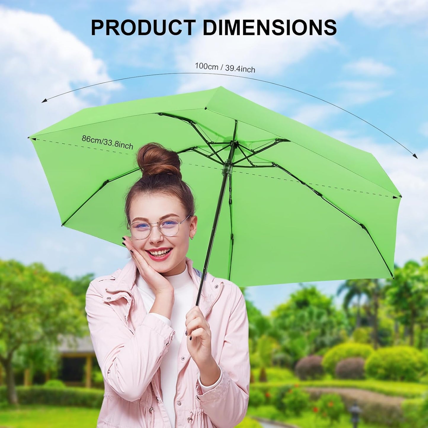 LEAGERA Compact Travel Umbrella with Case - Mini Umbrella for Purse, Small Lightweight &Tiny Design Perfect for Parasol Outdoor Sun&Rain Umbrellas