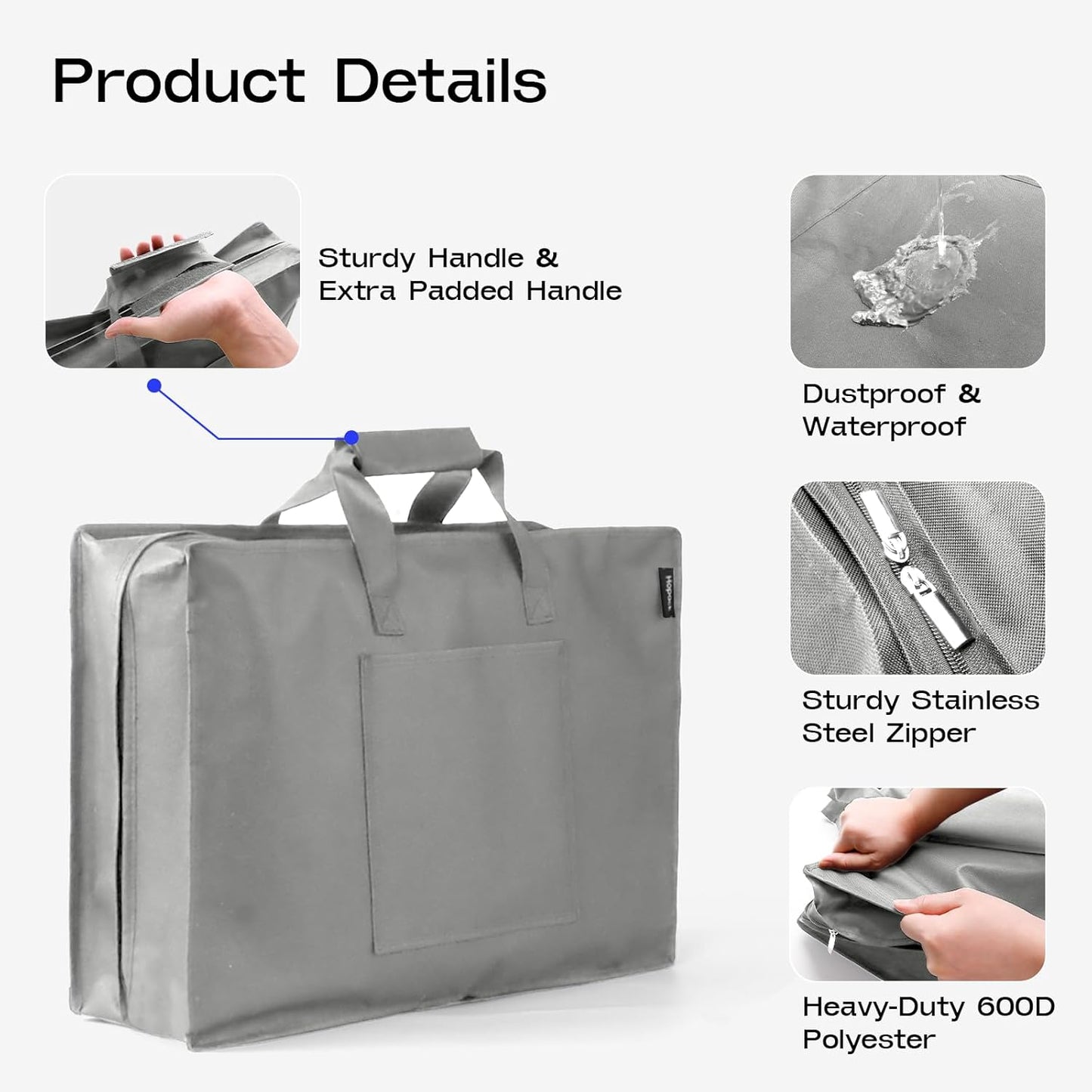 Shoe Bag for Travel with Handle, Travel Shoe Organizer Portable Luggage Shoe Storage Bag, Shoe Bags for Packing in Suitcase (Grey)