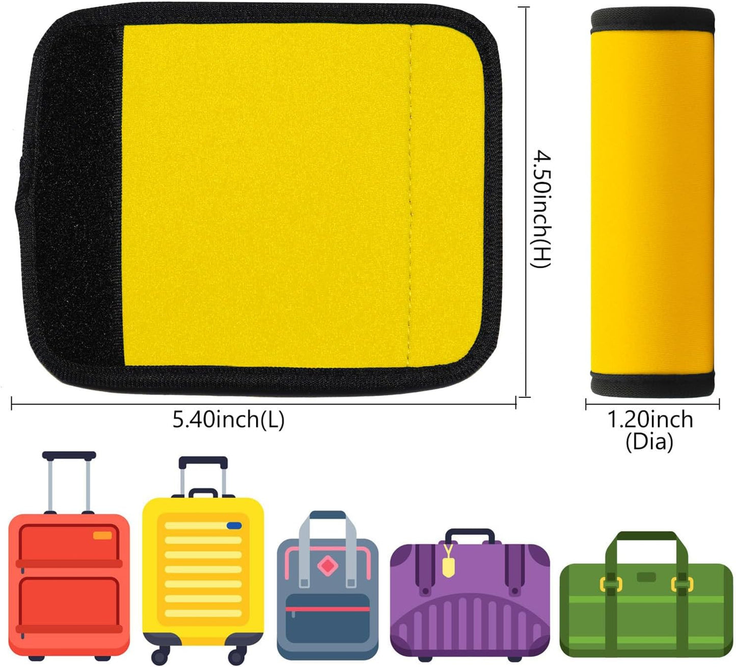 Luggage Handle Wrap 6 Pack-Neoprene Luggage Handle Wraps for Suitcase/Beach Bag/Backpacks Bright