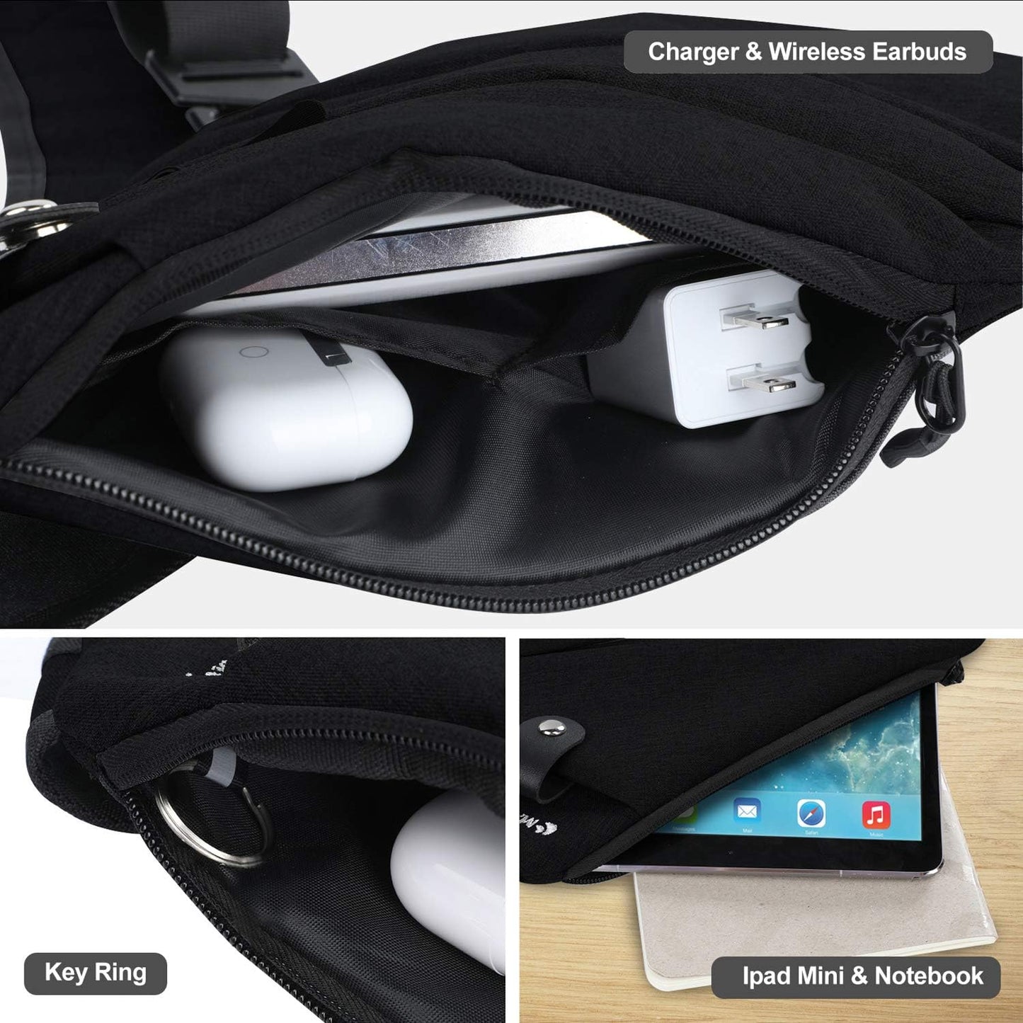 Men Small Sling Shoulder Crossbody Bag Anti-theft One Strap Casual Chest Bags Slim Backpack Outdoor Hiking Biking