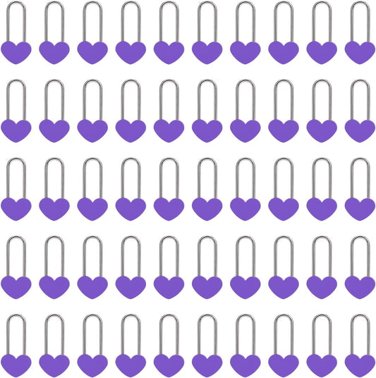 50 PCS Love Lock Heart Padlock, Purple Single Heart Wish Lock for Lovers Wedding, Bridge, Anniversary, Travel, Wish Day(No Key)