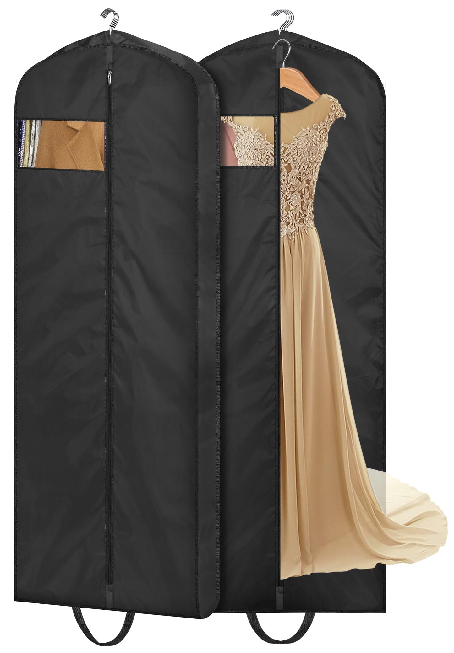 MISSLO 65" Long Garment Bags for Travel Dress Bags for Hanging Clothes 2 Packs Wedding Dress Cover
