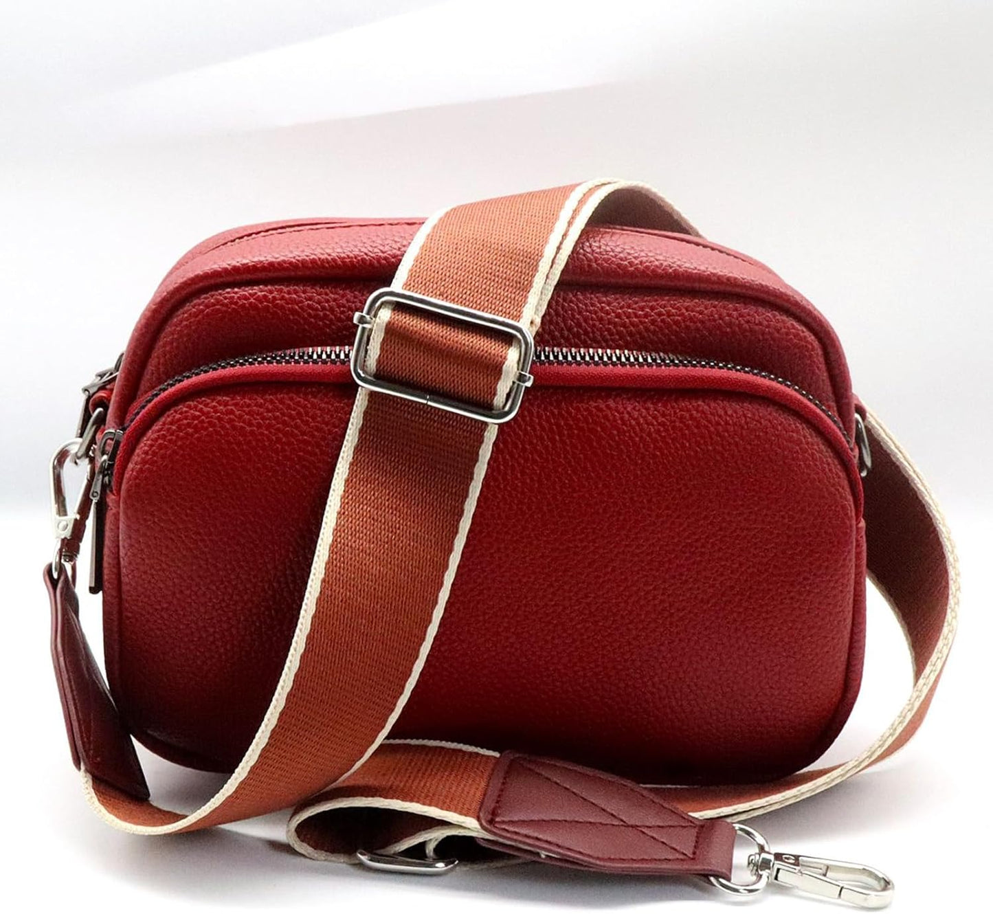 Adjustable Rose Purse Strap with Brown Leather End - 1.5" Wide Handbags, Camera, Guitar, Phone &