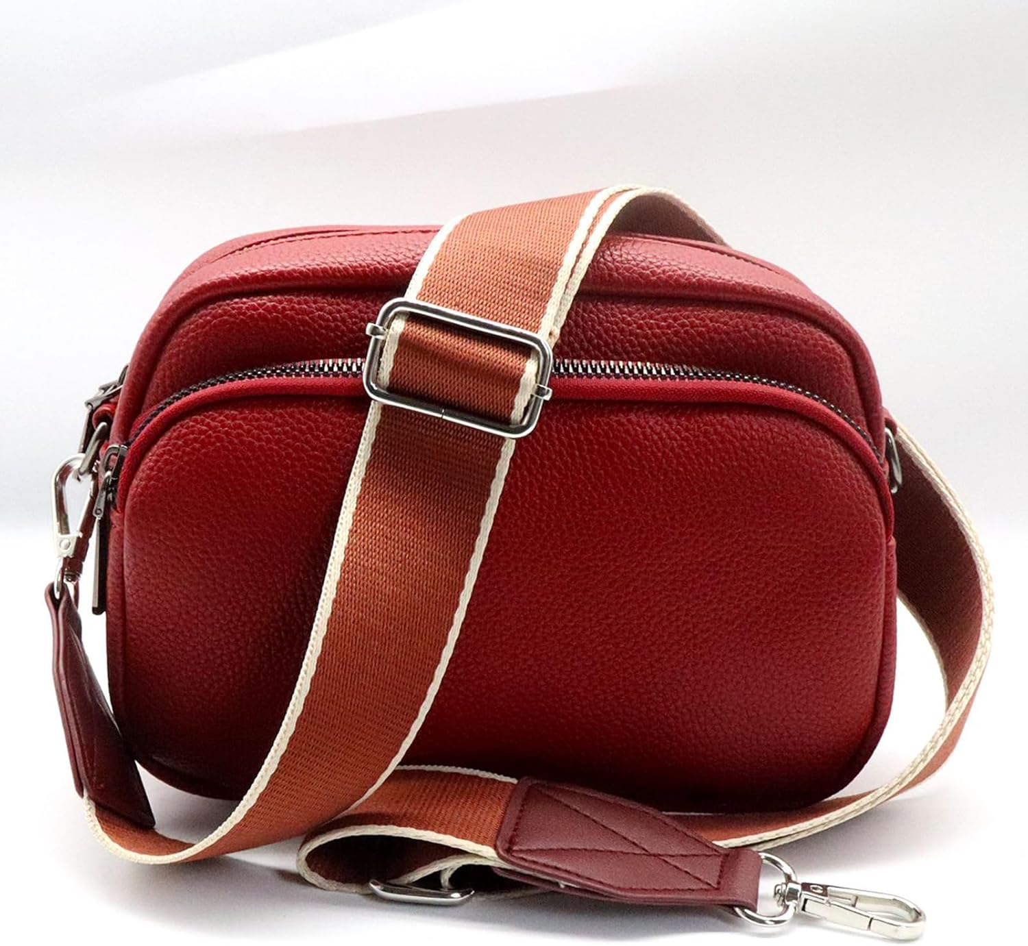 Adjustable Rose Purse Strap with Brown Leather End - 1.5" Wide Handbags, Camera, Guitar, Phone &
