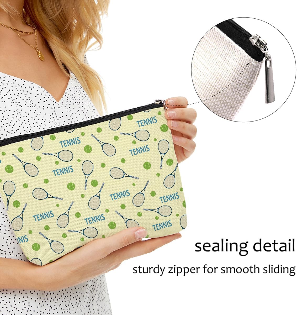 6 PCs Tennis Gifts, Inspirational Tennis Makeup Bag, Tennis Accessories Tennis Gift Cosmetic Bag Toiletry Bag, Tennis Player Graduation Birthday Gifts for Women Girls Tennis Lovers Sister Tennis Team
