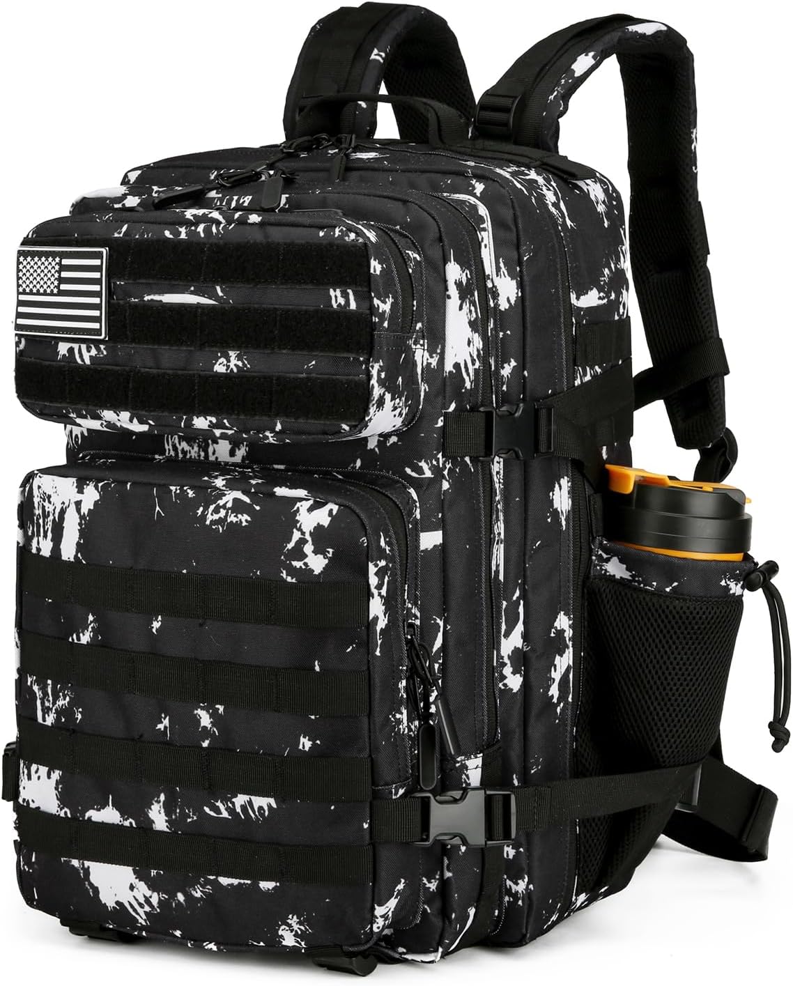 25L Tactical Backpack for Men and Women Military Backpack Army Assault Pack Molle Backpack Small Bug Out Bag Travel Rucksack Daypack (Black Lightning)