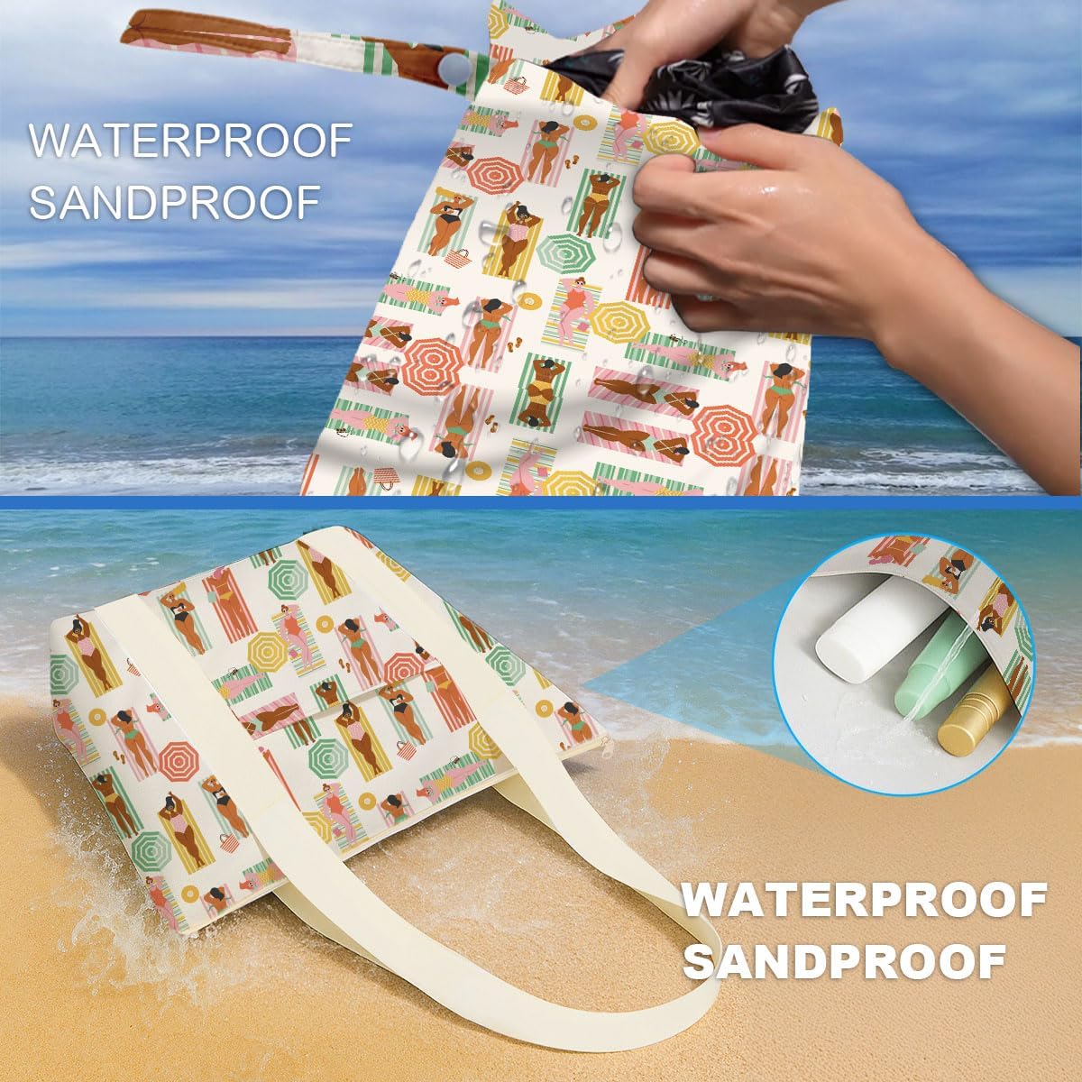 ENGVZ Beach Bag Wet Bag Waterproof Sandproof Women Beach Tote for Friends Travel Gifts Vacation Essential Friendship Gifts