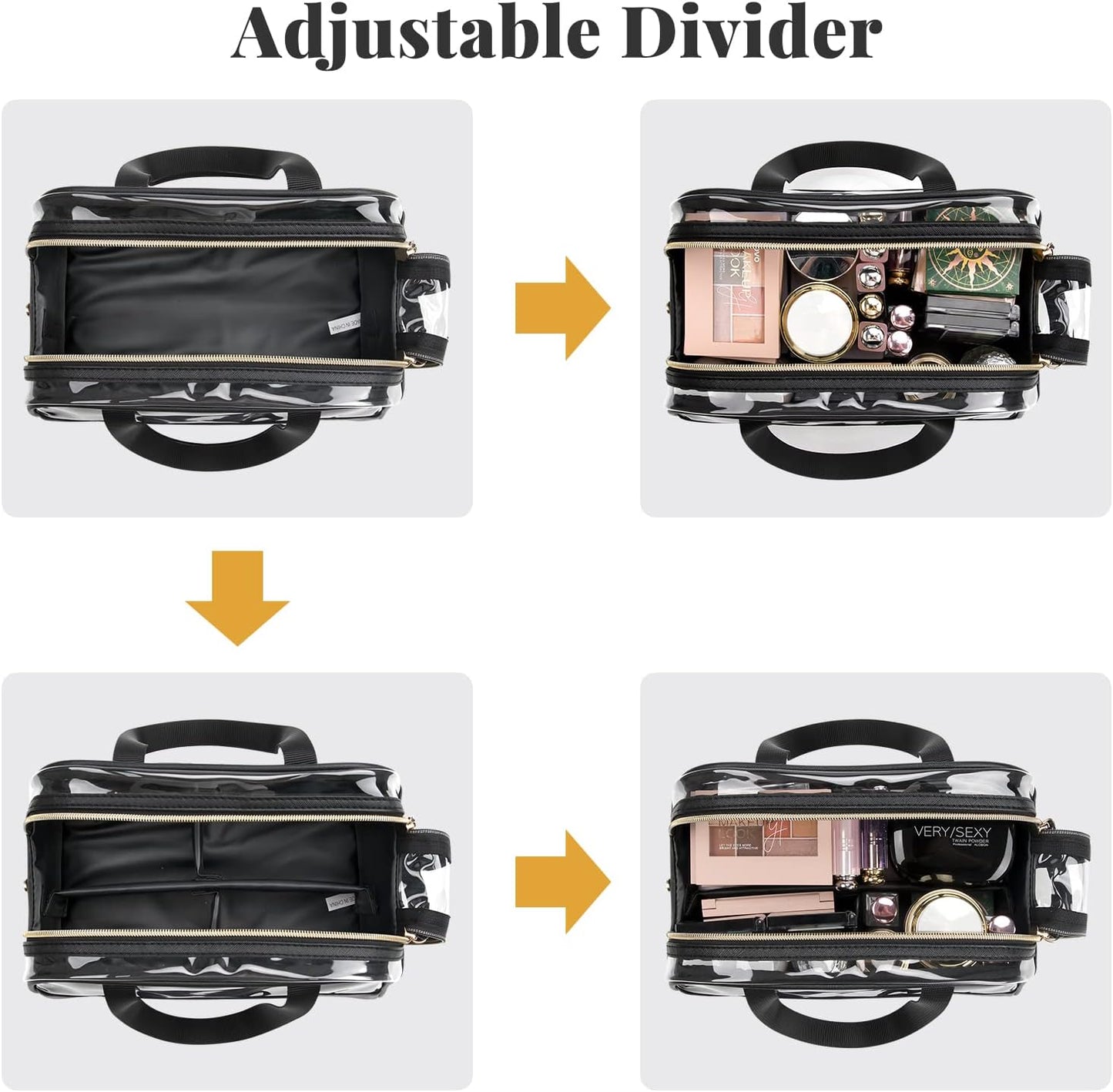Ethereal Clear Makeup Bag, Large Opening TSA Approved Toiletry Bag Portable Cosmetic Bag for Women Tote Bag Waterproof Travel Makeup Bag Organizer