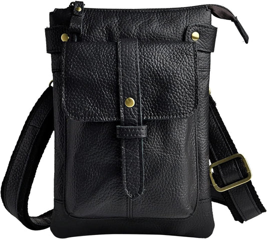 Le'aokuu Mens Genuine Leather Fanny Small Messenger Shoulder Satchel Waist Bag Pack 8711