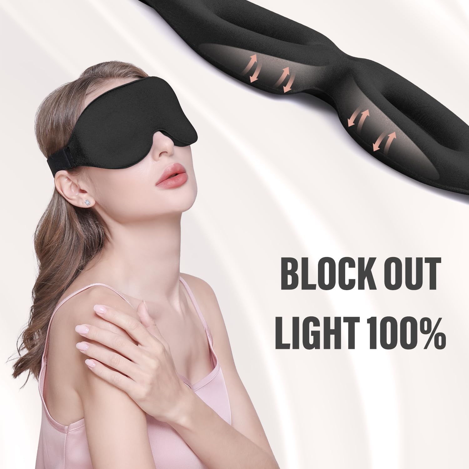 YIVIEW Sleep Mask for Side Sleeper, Light Blocking Zero Pressure Blindfold