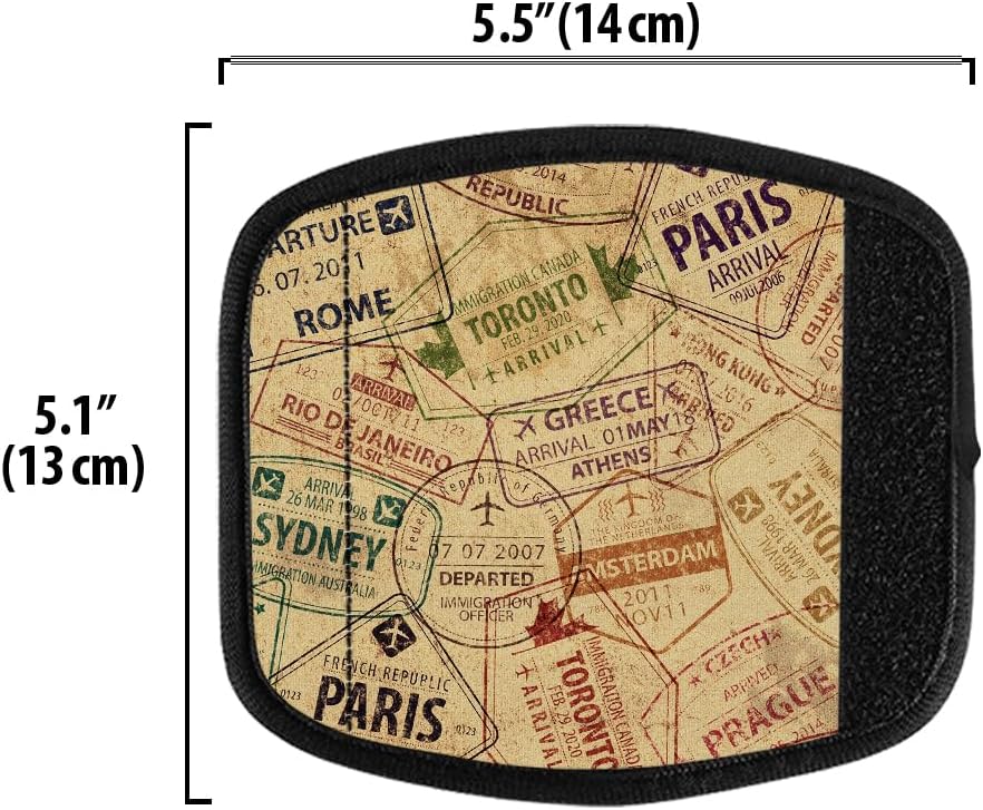 WIRESTER 1Pc Neoprene Luggage Handle Wrap Cover, Grip Luggage Identifier Accessories for Travel Bag Suitcase Luggage - Passport Custom Stamps