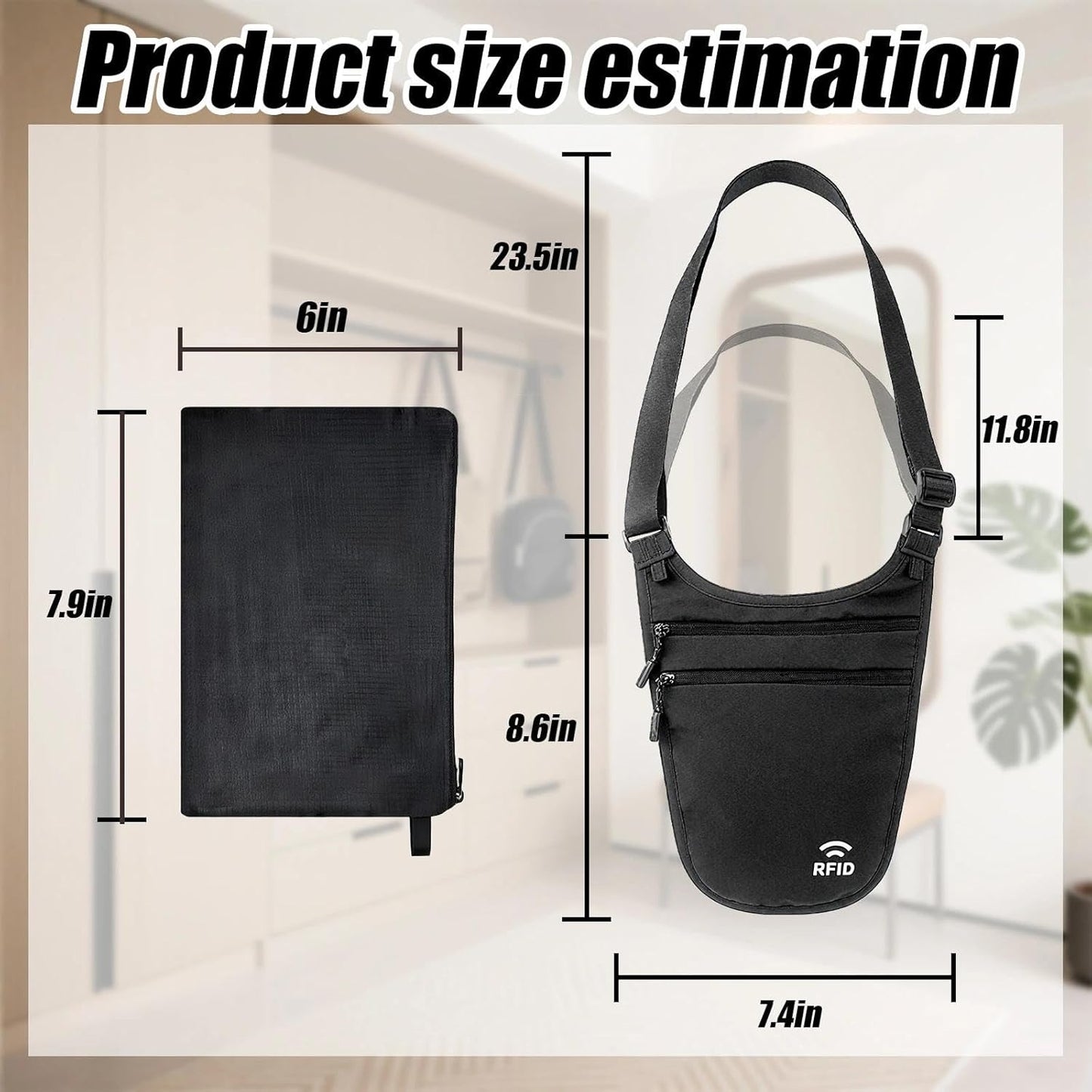 Travel Money Belt Under Clothes,RFID Passport Wallet, Hidden Money Belt for Travel Women Men