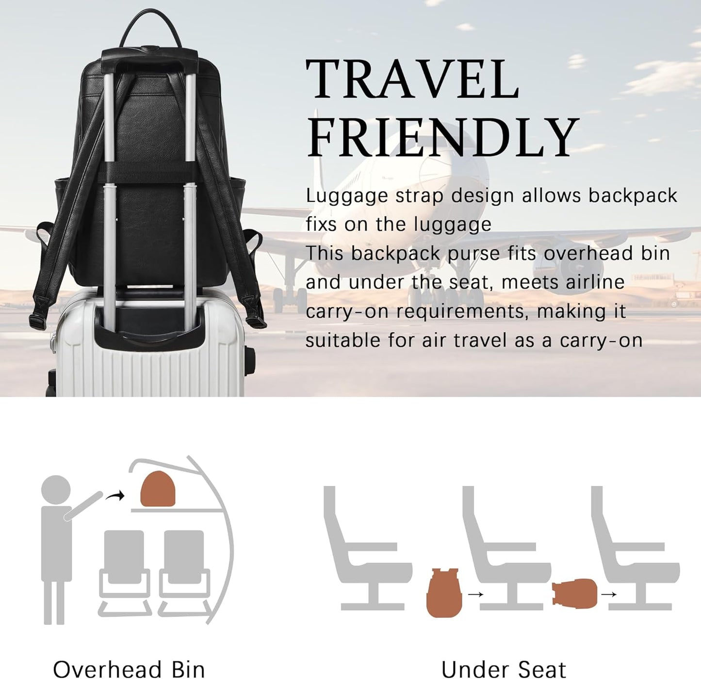 Laptop Backpack for Women,Leather Backpack with 15.6 inch Laptop Compartment,Large Capacity