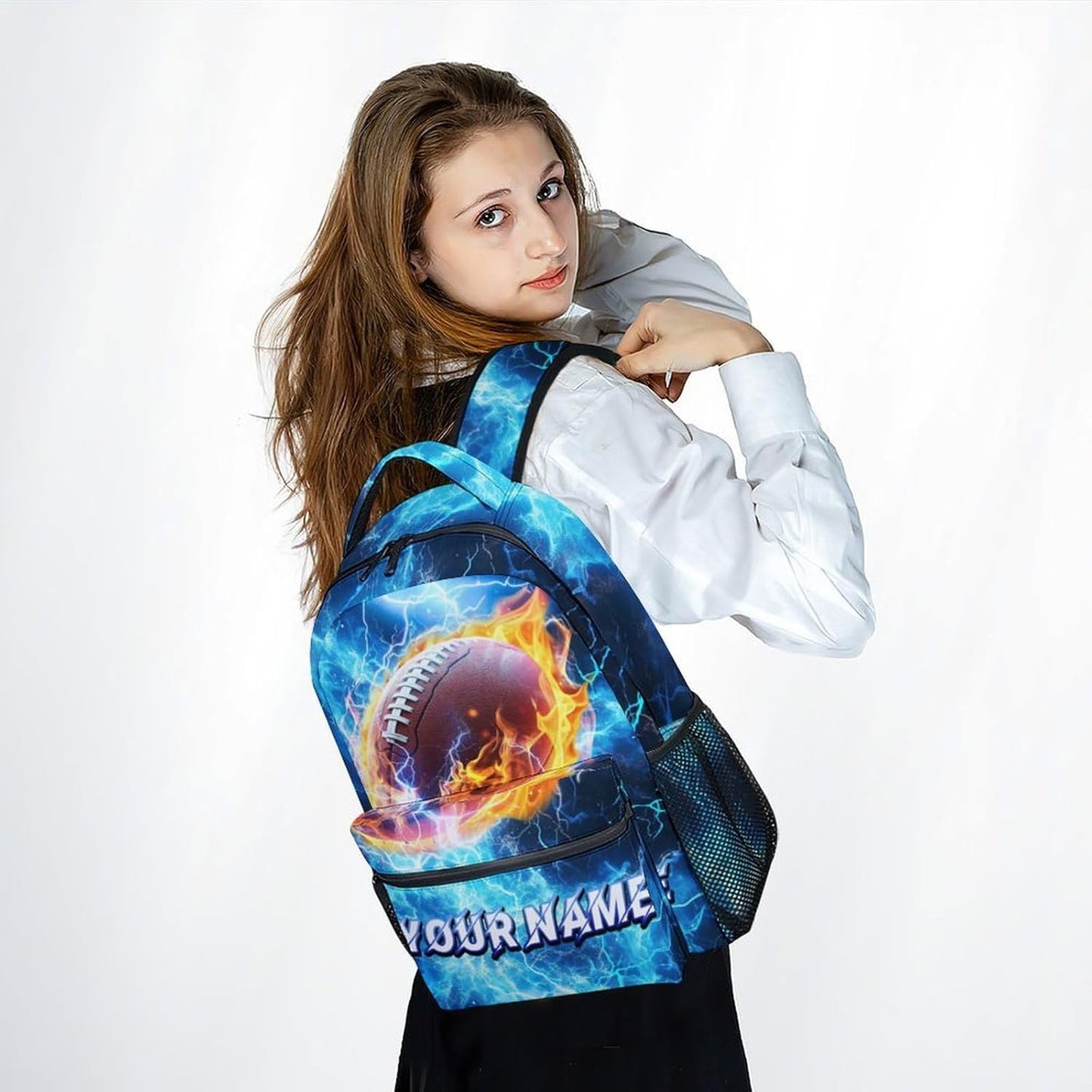 Backpack for Boys - Personalized Football Backpacks for Kids - Custom Bookbag for Elementary - Sports School Bag for Youth(17 Inch)