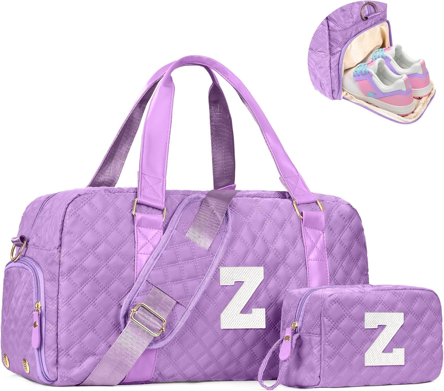 Initial Gym Bag for Kids Girls, Travel Duffel Bag, Teacher Appreciation Gifts Ideas, Mother's Day Gift Ideas