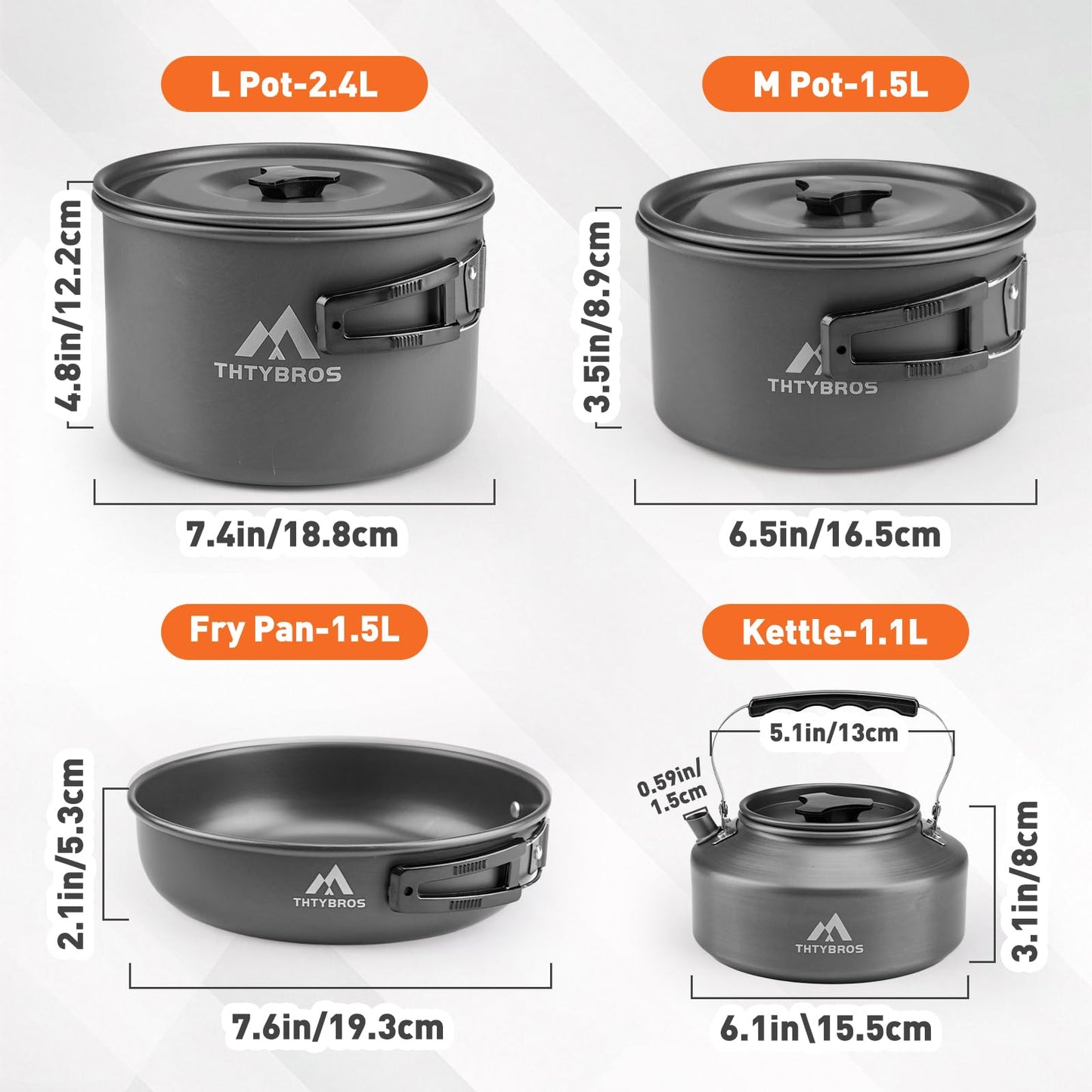 THTYBROS 27Pcs Camping Cookware Set for 4,Pots,Pan,Kettle,Tableware,Camping
