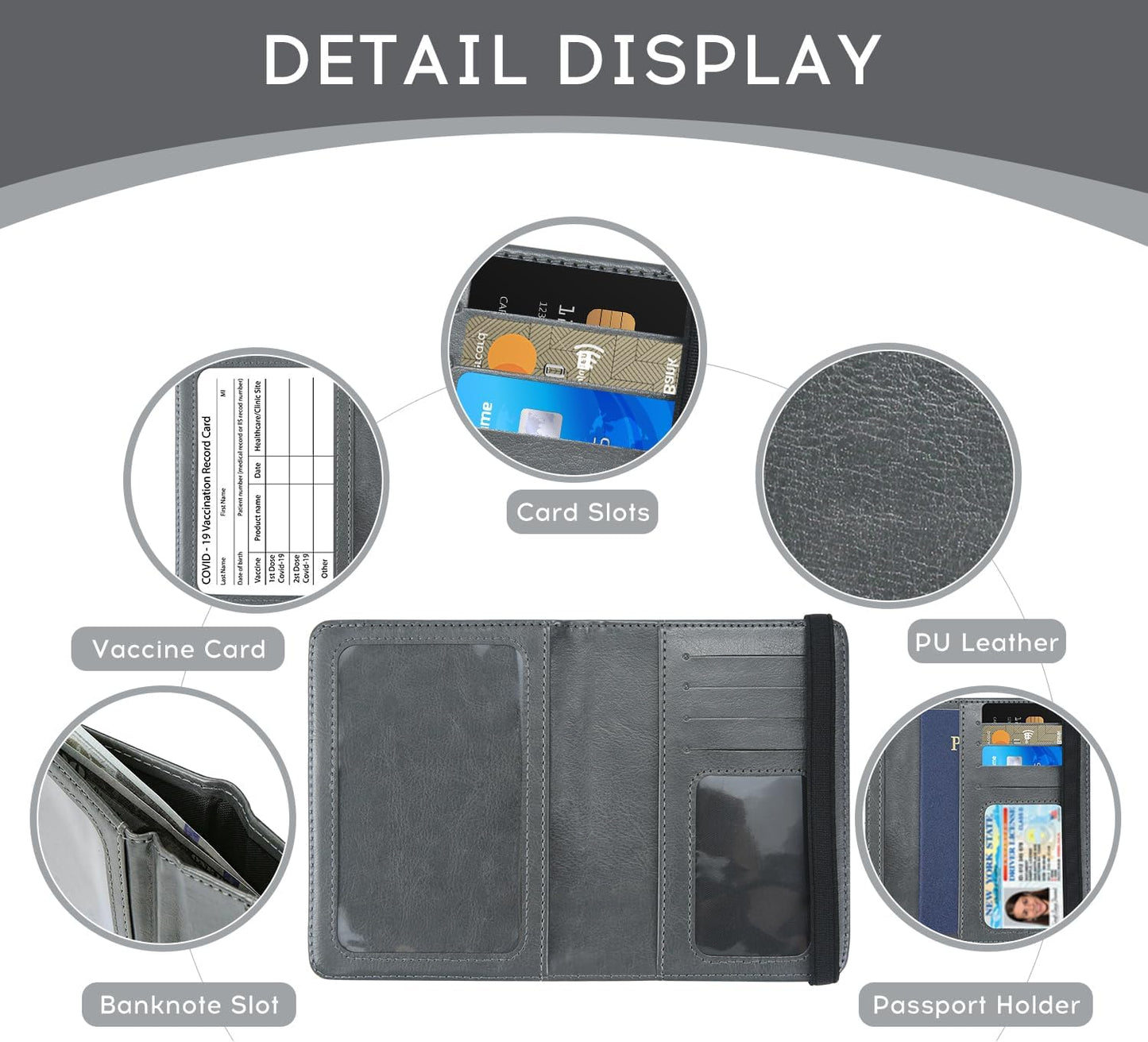 ILIYAH-Passport Cover-Passport Holder for Travel Women/Men Passport Wallet Case Travel Accessories Card Holder Wallet Unisex Travel Gifts(Deep Grey)
