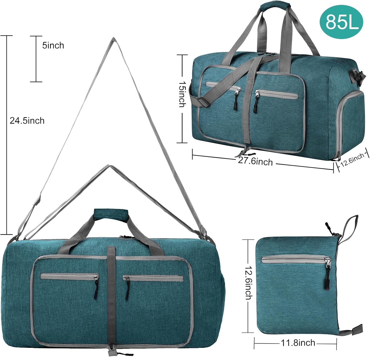 Dimayar 85L Travel Duffle Bag for Men Women - Foldable Duffel Bag with Shoes Compartment