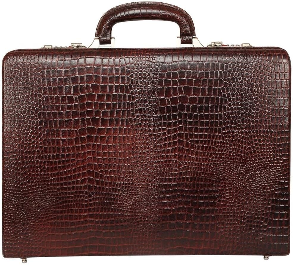 Full Grain Leather Briefcase Attache Case For Unisex Size L17xW3xH12 Inches Briefcase Bag