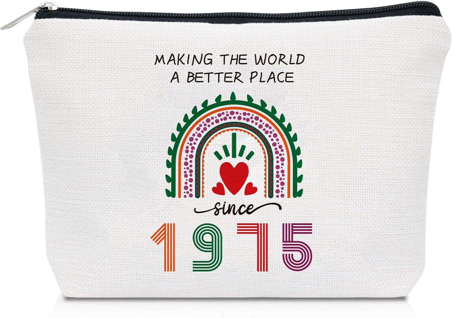 50th Birthday Gifts for Her, Making the World a Better Place Since 1975 Birthday Gifts for Women, Makeup Pouch Gifts for 50 Year Old Woman Mom Sister Wife Friend Parents, Cosmetic Bag for Anniversary