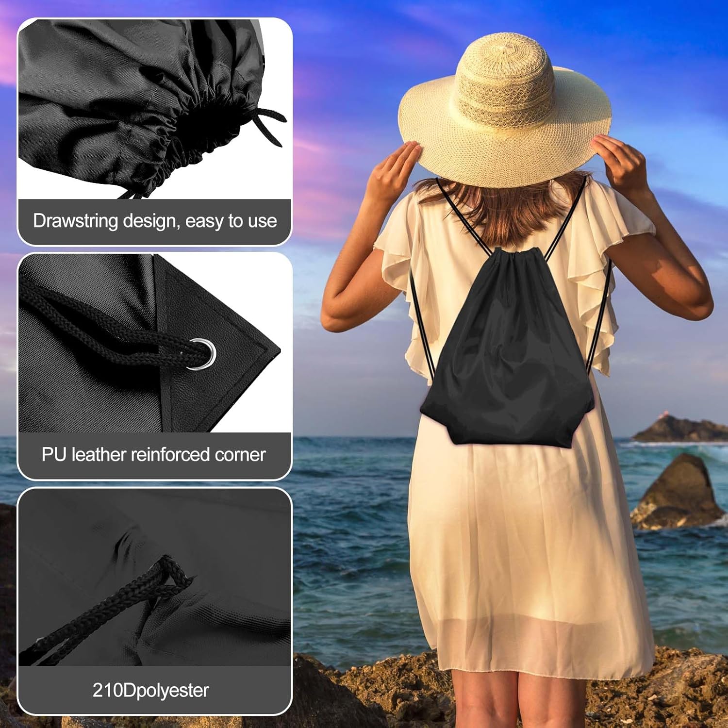 KUUQA 2 Pcs Drawstring Backpack Bags Sports Cinch Sack String Backpack Storage Bags for School Gym