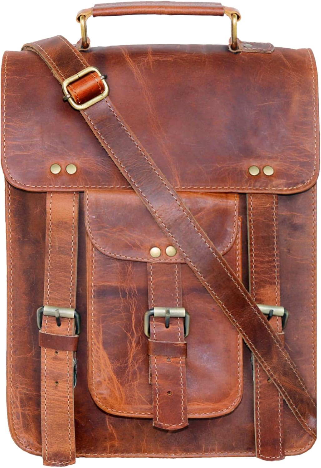 jaald Genuine Leather Messenger Bag Vintage Laptop Crossbody Bag Satchel Man Purse Shoulder Bag for