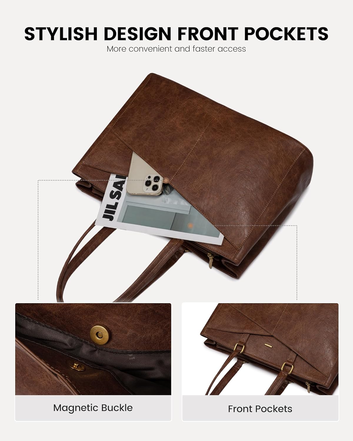 LOVEVOOK Laptop Bag for Women,17.3 Inch Laptop Tote Bag for Women,Vintage Leather Work Tote Bags Computer Teacher Bag,Waterproof Business Office Briefcase