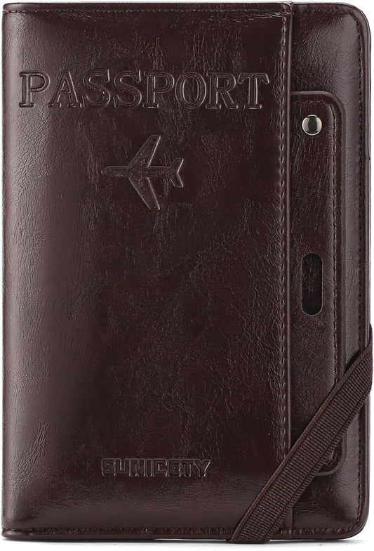 Rfid Passport Holder for Travel Women Men Passport Wallet Rfid Blocking with Card Slots and Pen Holder