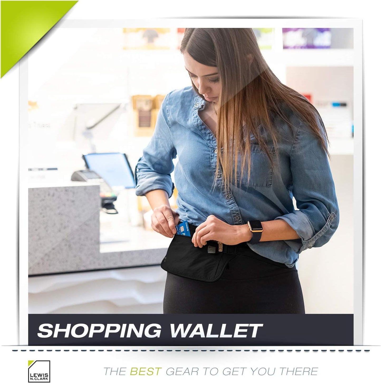 Lewis N. Clark RFID Blocking Money Belt Travel Pouch Waist Stash + Credit Card, Id, Passport Holder for Women & Men