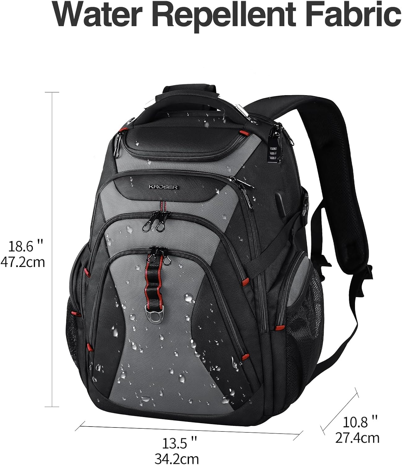 KROSER Travel Laptop Backpack 17.3 Inch XL Computer Backpack with Hard Shell Saferoom RFID Pockets